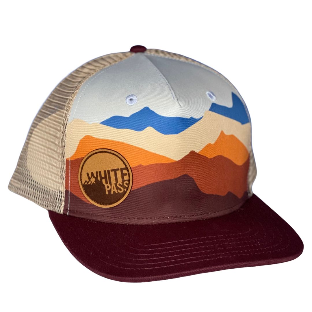 Mountain Ranges Maroon Flat Brim